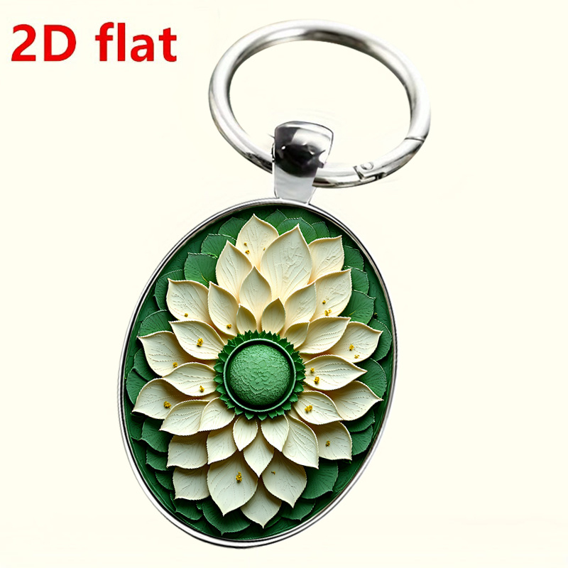 Natural Zen Lotus Theme Keychain, High-Definition Petal Texture